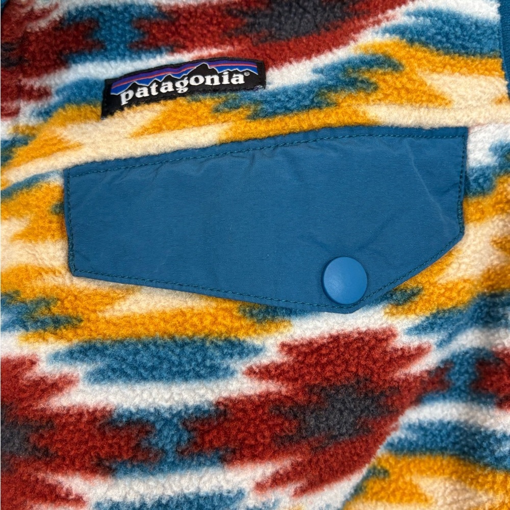 Patagonia Multicolor Patterned Fleece Vest - Mustard, Teal, Burgundy - Picture 4 of 6